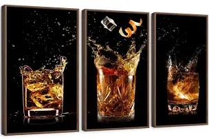 Splashing Whiskey Glass " by SodaPopArt 3 - Pieces (Set of 3)