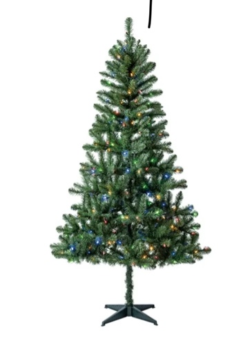 6.5 ft Pre-Lit Madison Pine Artificial Christmas Tree with 250 Color-Changing LED Lights and Stand, by Holiday Time