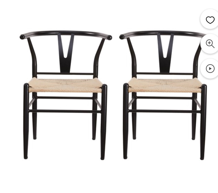 Better Homes & Gardens Springwood Wishbone Chair, Metal Base with Black Finish, 2 Pack