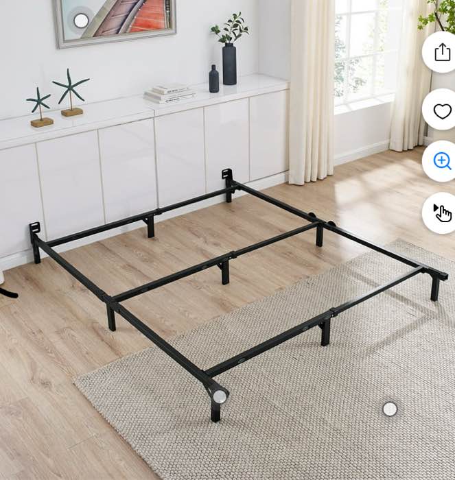Mainstays 7" Twin/Full/Queen Size Adjustable Metal Bed Frame, Black, Box Spring Required
