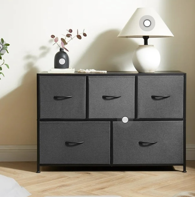 Mainstays 5 Drawer 40" Wide Fabric Storage Dresser for Bedroom, Grey