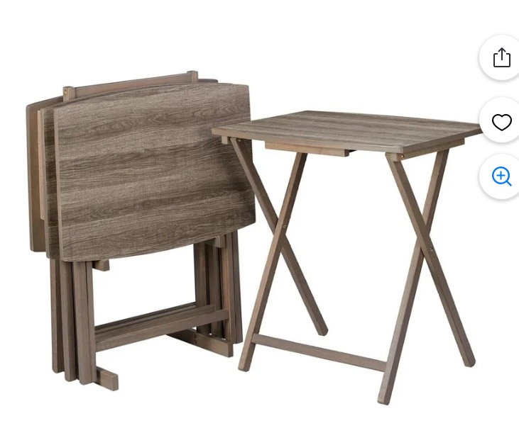 5pc XL Oversized Tray Table Set, Rustic Grey