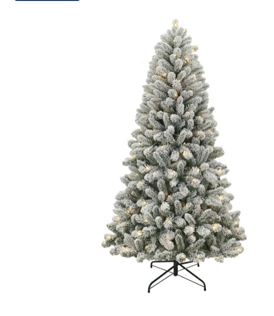 6.5' pre-lit green flocked frisco pine artificial christmas tree with 250 color-changing led lights, by holiday time