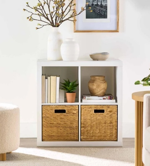 better homes & gardens 4 cube storage organizer, white texture
