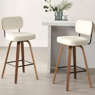 logreira swivel upholstered counter & bar height stool white