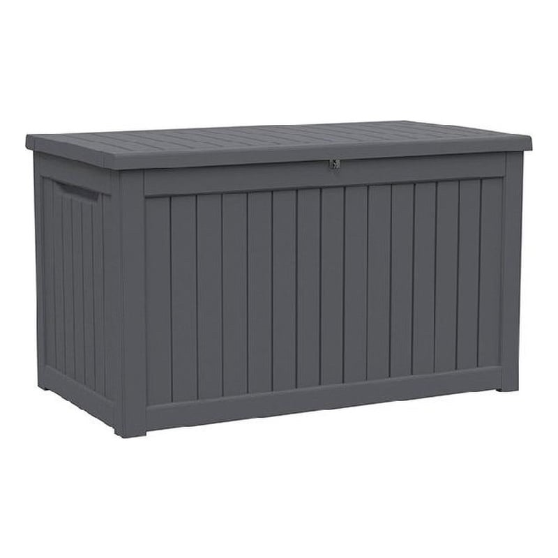 230-Gallon Weatherproof Outdoor Storage Box with Woodgrain Finish 