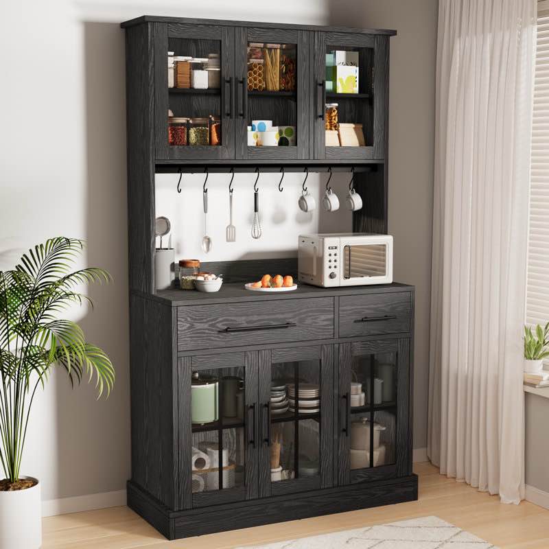Latitude Run® 71'' H Kitchen Pantry Cabinet With Power Outlet & Microwave Stand