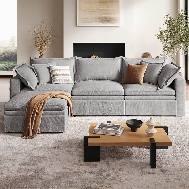 114" Down Cloud Couch, Oversized Modular Comfy Sofa for Living Room, (Incomplete and seat only)