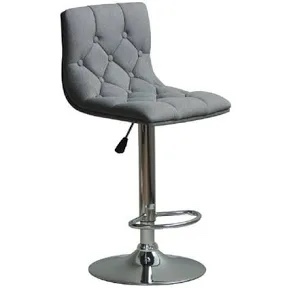 Swivel Upholstered Adjustable Height Bar Stool Grey (Set of 2)