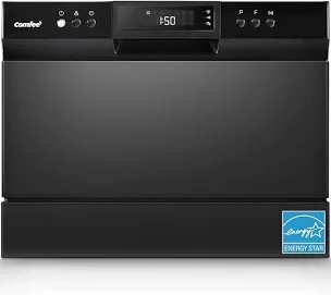 COMFEE’ Countertop Dishwasher, Energy Star Portable Dishwasher, 6 Place Settings & 8 Washing Programs, Speed, Baby-Care, ECO& Glass, Dish Washer for Dorm, RV& Apartment, Black