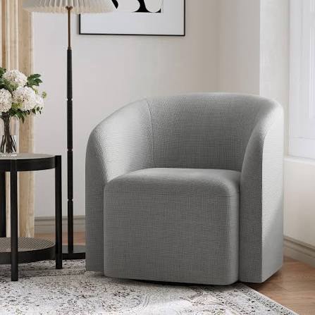 COLAMY Swivel Accent Chair, Modern Barrel Round Chair, Upholstered Comfy Living Room Chair with