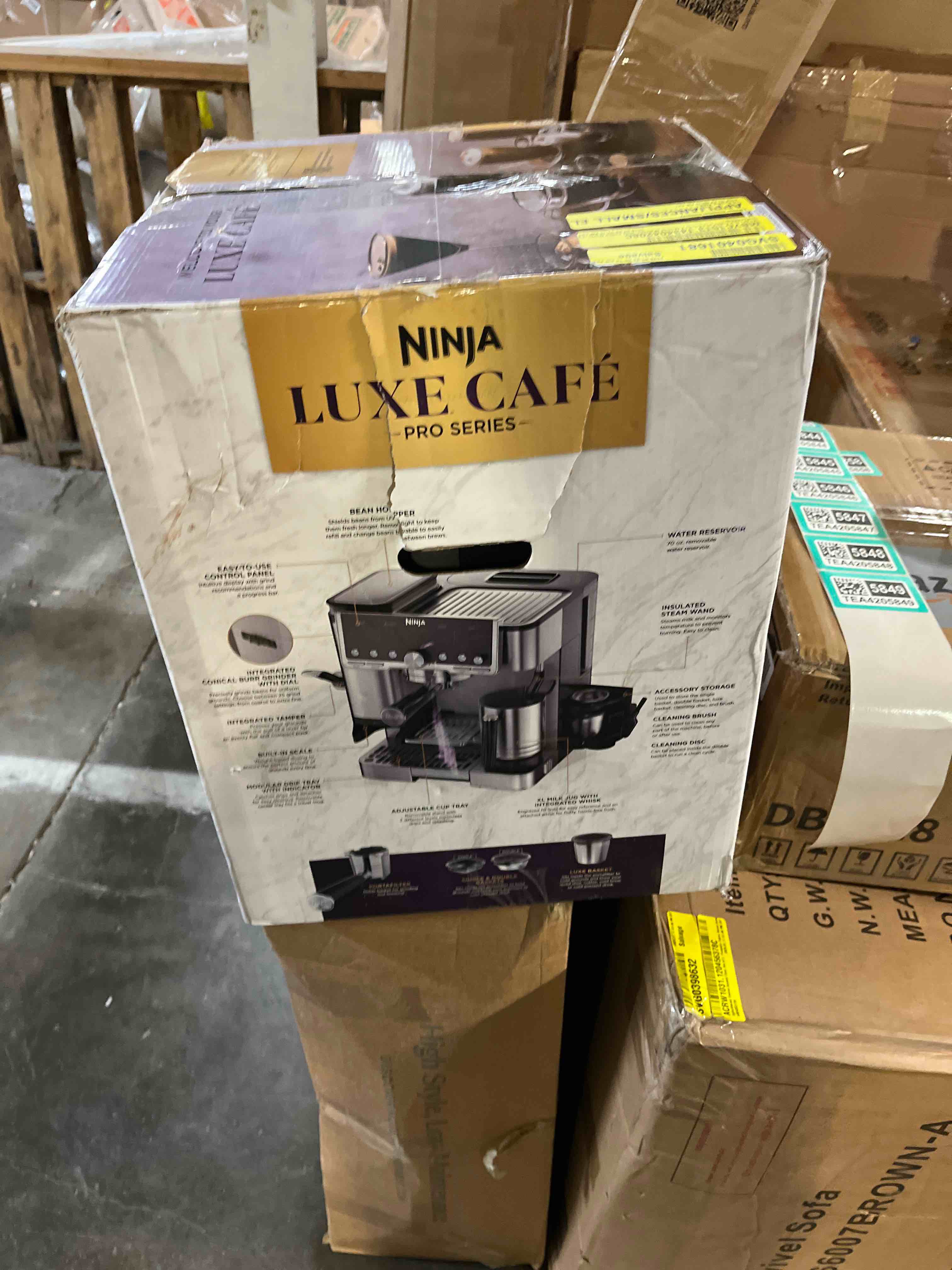 Condition photo showing Good Condition for Ninja Luxe Café Pro Series, Espresso Machine, Drip Coffee, Cold Brew, Hot Water, Integrated Tamper, Built-in Grinder, Hands-Free Frother for Cappuccinos, Lattes, Americanos, Dairy or Non-Dairy, ES701 (used)