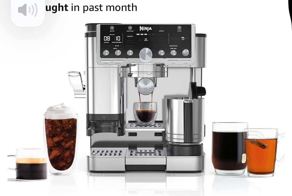 Ninja Luxe Café Pro Series, Espresso Machine, Drip Coffee, Cold Brew, Hot Water, Integrated Tamper, Built-in Grinder, Hands-Free Frother for Cappuccinos, Lattes, Americanos, Dairy or Non-Dairy, ES701 (used)