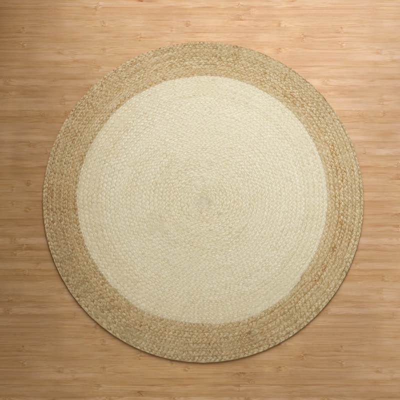 kayleigh jute hand braided zigzag stitch natural fibers farmhouse style area rug for dining room living room kitchen, off white/natural