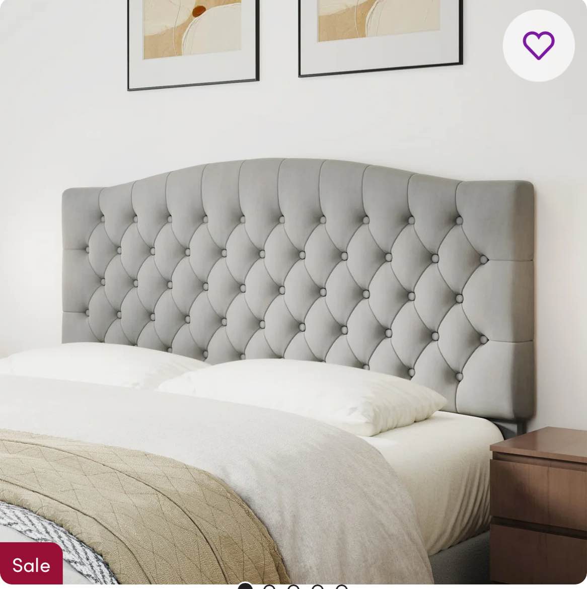 Queen/Full Size Wall Mounted Headboard for Adjustable Bed, Velvet Tufted Upholstered with Sturdy Wooden Legs- Gray