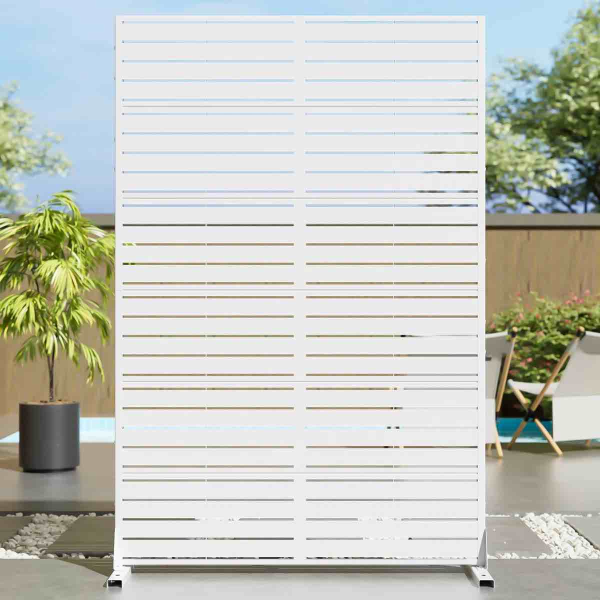 privacy metal screen fence panel horizontal stripe pattern