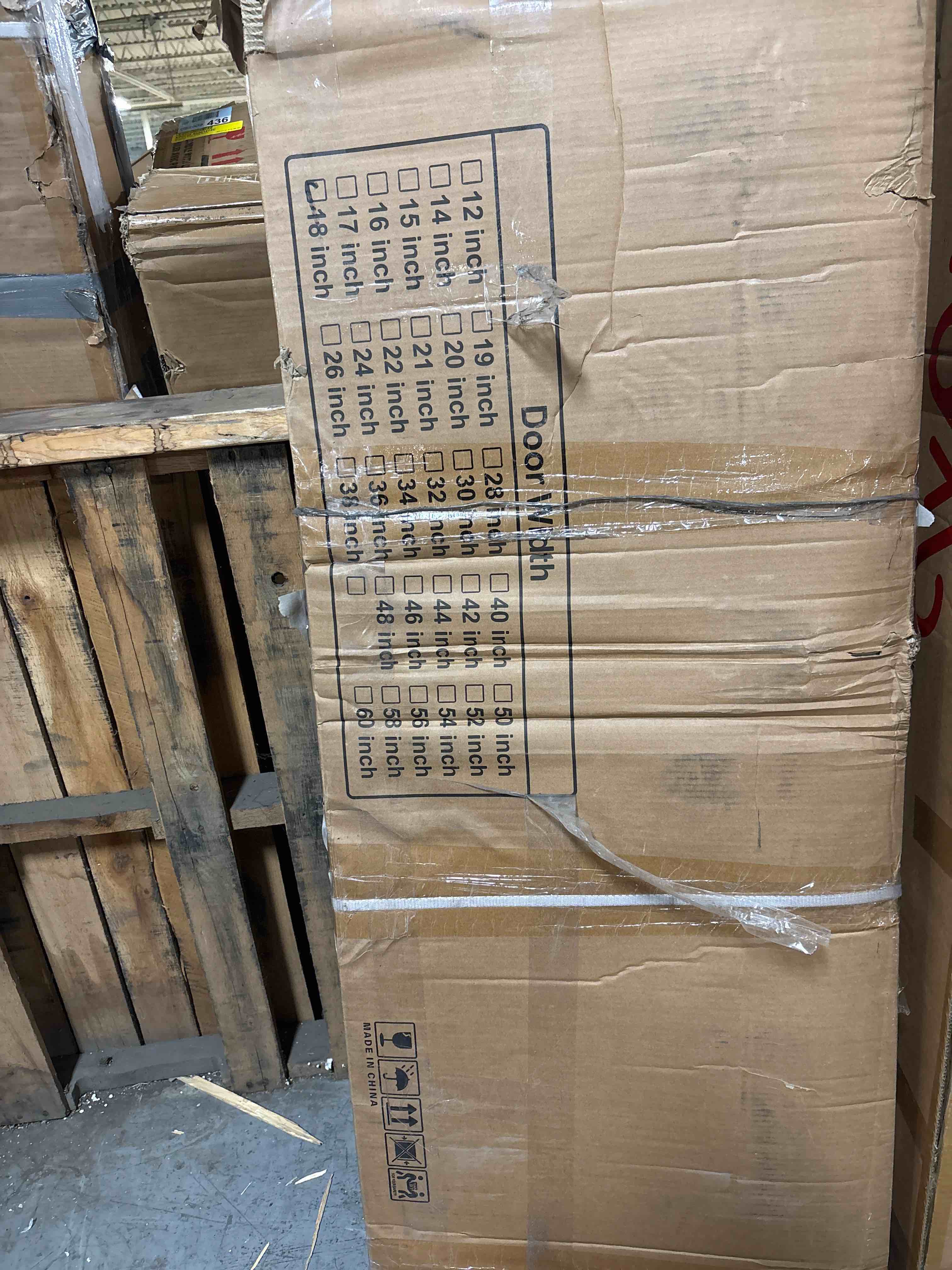 Condition photo showing As Is for 3-Lite Frosted Glass and Black Manufactured Wood Bi-Fold Doors with Hardware Kit