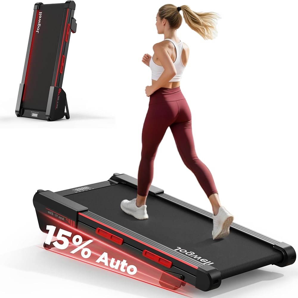 jogwell walking pad treadmill with 20%/15%/12% auto incline, max 400/350lbs capacity treadmills for home office under 35db, spacious running area, vertical storage, 3/3.5hp brushless, app  