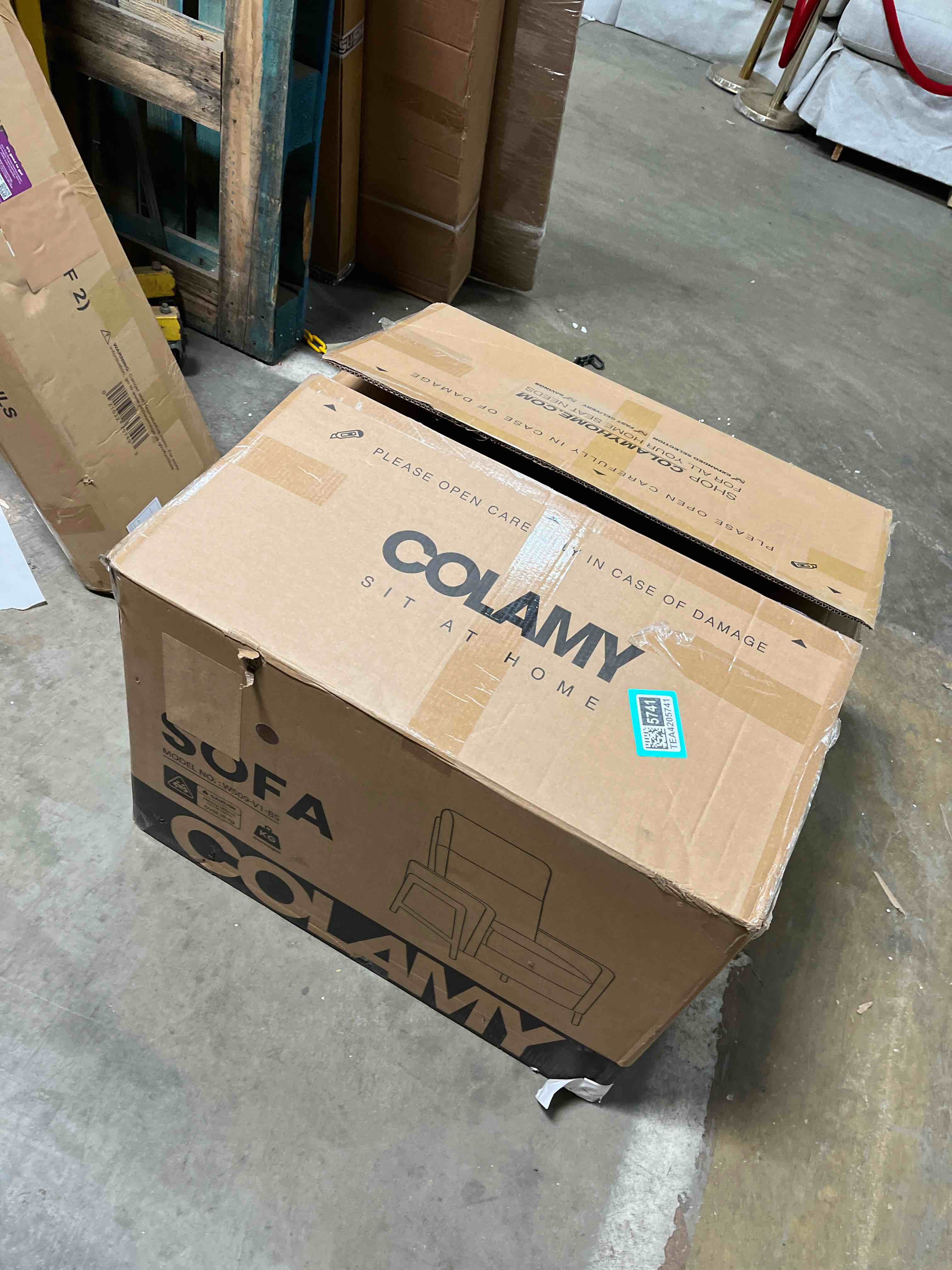 Condition photo showing New/Like New for COLAMY Push Back Recliner Chair,Mid Century Modern Wingback Chair, Comfy Armchair PU Leather Living Room Chairs with Wood Legs Reclining Chair Adjustable,Camel