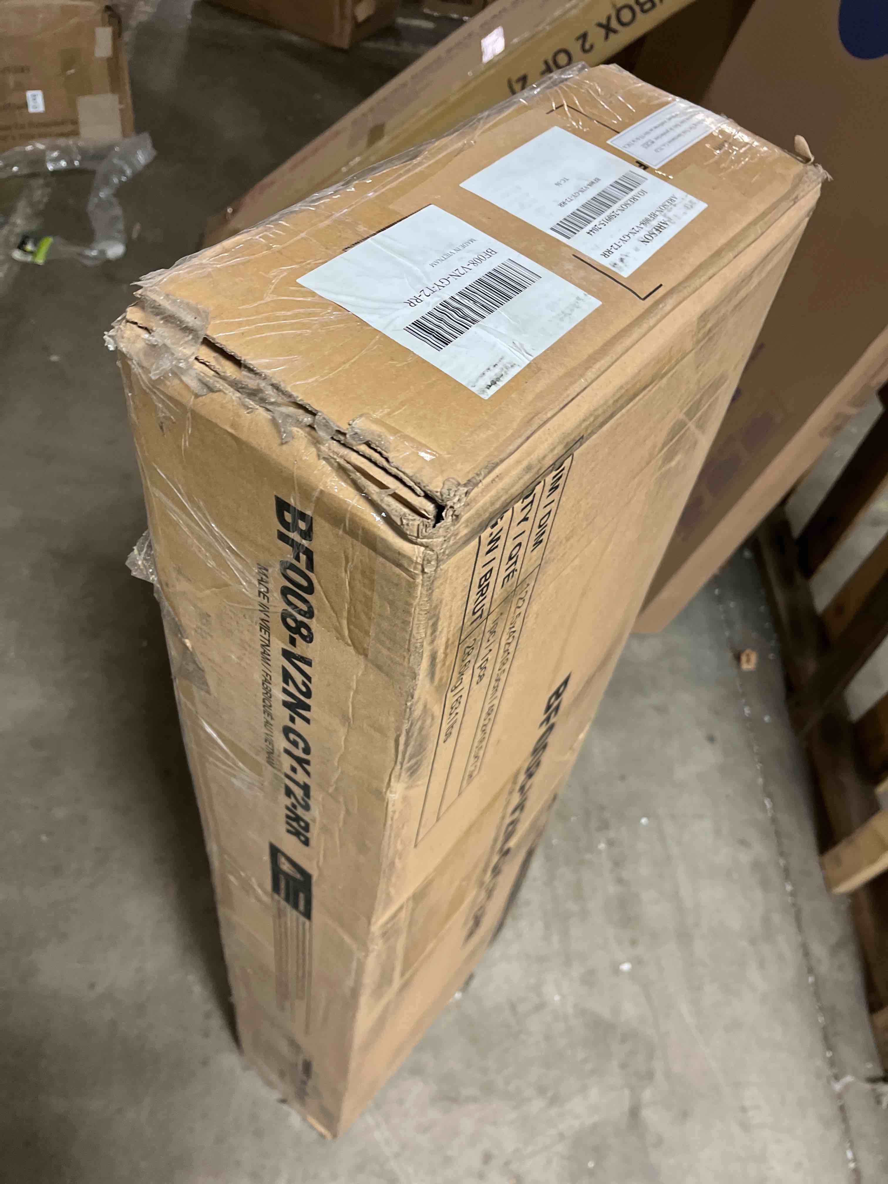 Condition photo showing As Is for Rolanstar Bed Frame Queen Size with Drawers and Charging Station, Upholstered Platform Bed with Storage Headboard and LED Light, Heavy Duty Metal Frame Support, No Box Spring Needed, Noise Free, Black Black Queen(Box 1 of 2)