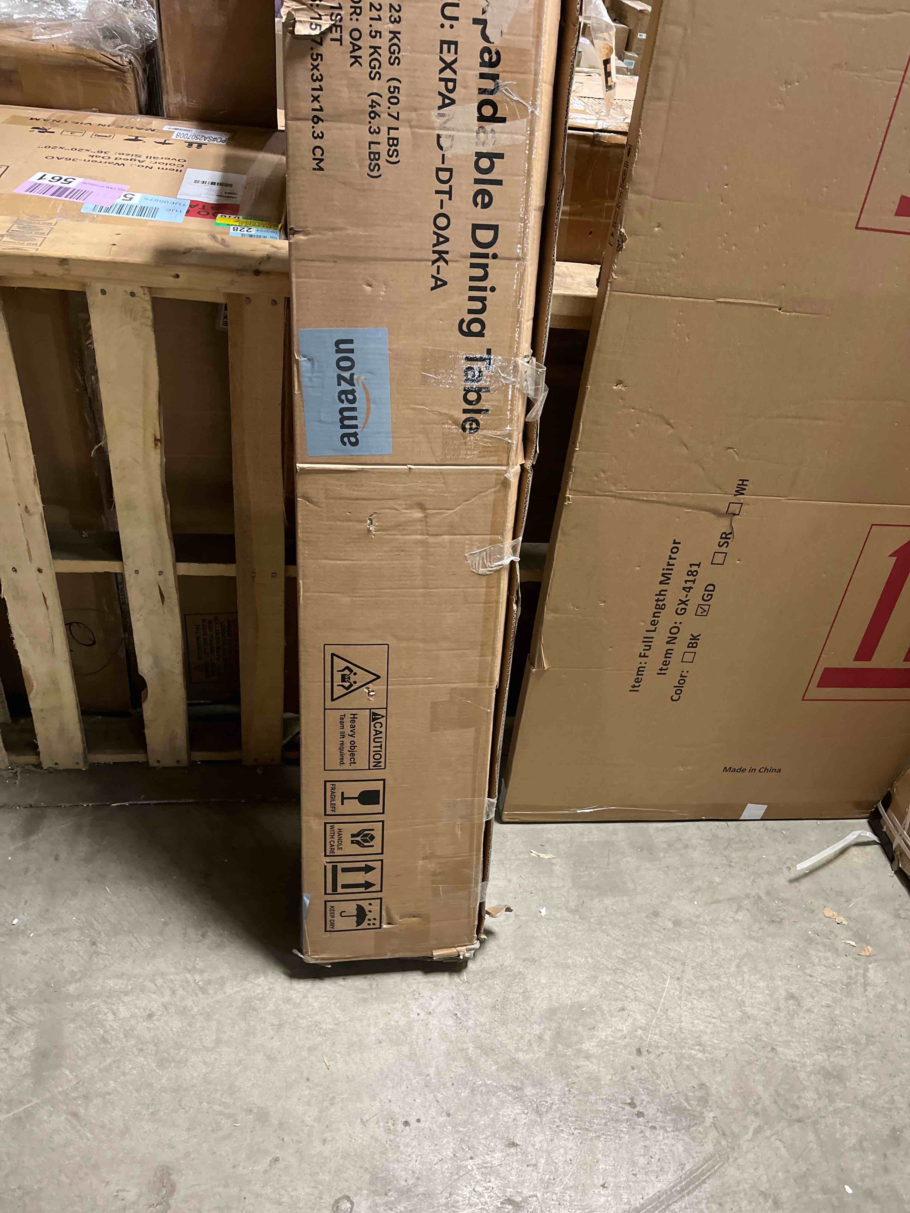 Condition photo showing As Is for 63" Folding Dining Table for 4-6, Modern Dining Room Table with Large Foldable Tabletop, Wood Folding Table with Foldable Legs, Dinner Tables for Kitchen Dining Room (Natural)(Open Box)