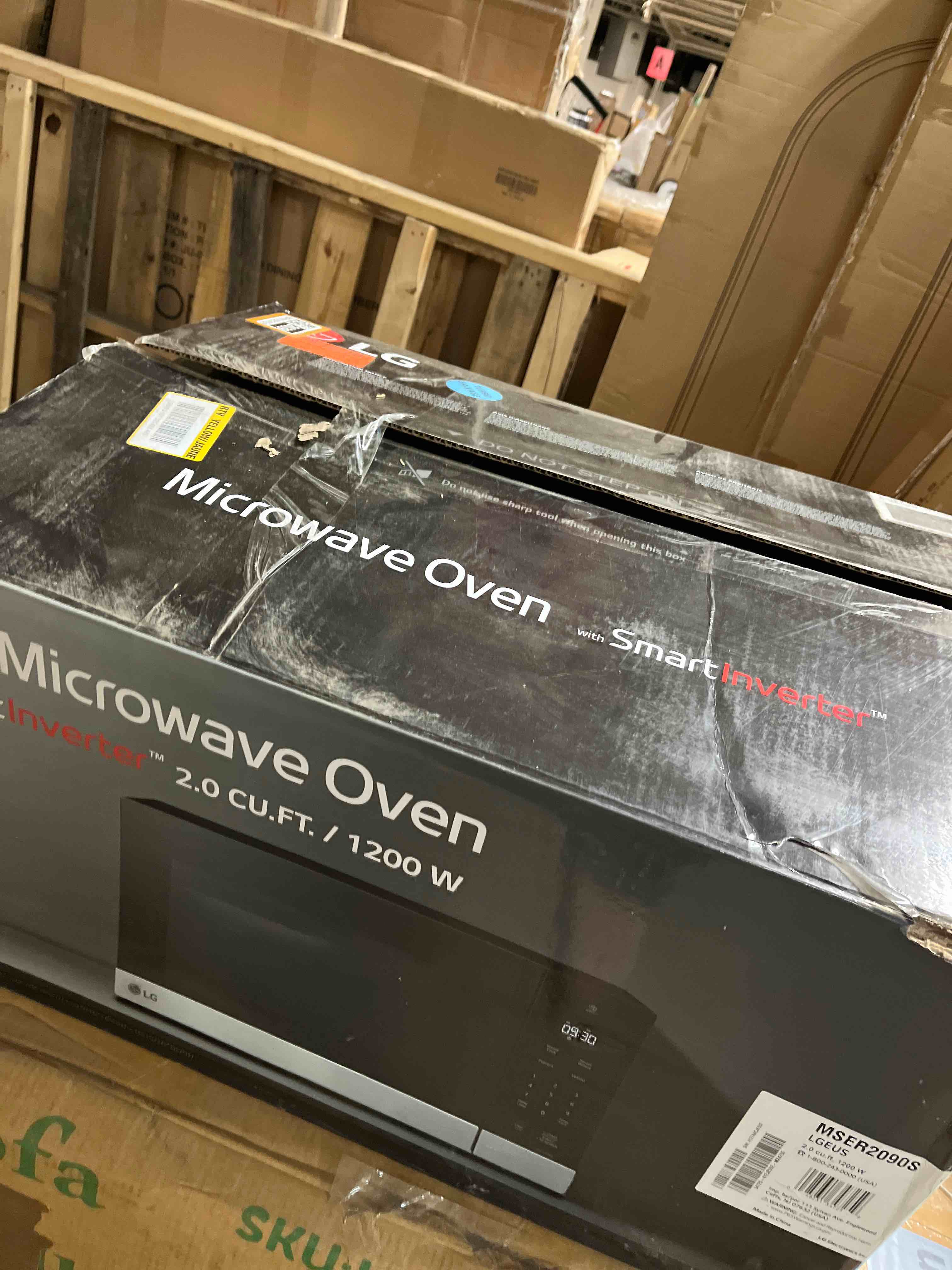 Condition photo showing As Is for LG - 2.0 Cu. Ft. Countertop Microwave with Sensor Cooking and Smart Inverter - Stainless Steel(salvaged)