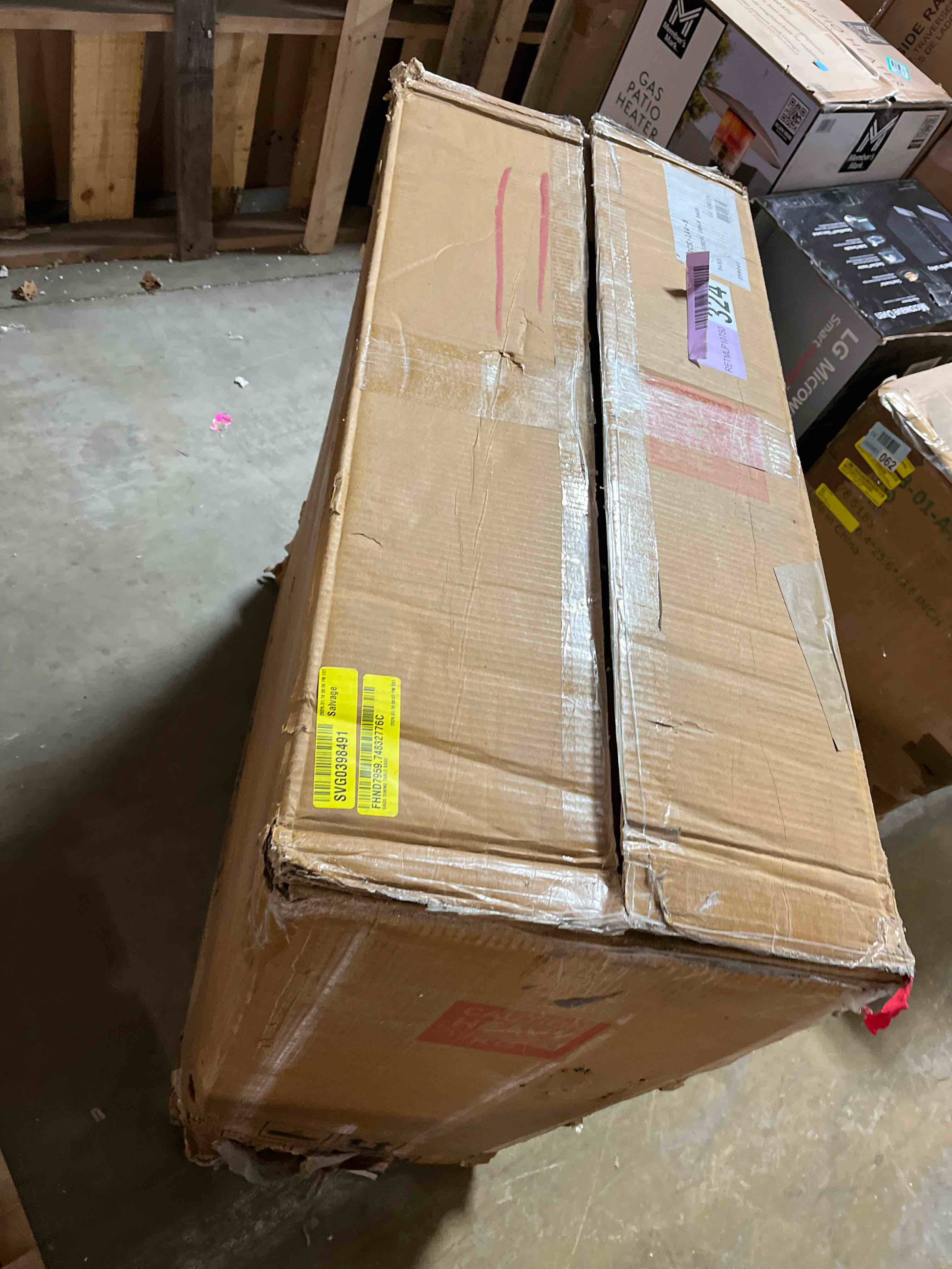 Condition photo showing As Is for Round Faux Marble Top Metal Base Dining Table(Base Only 