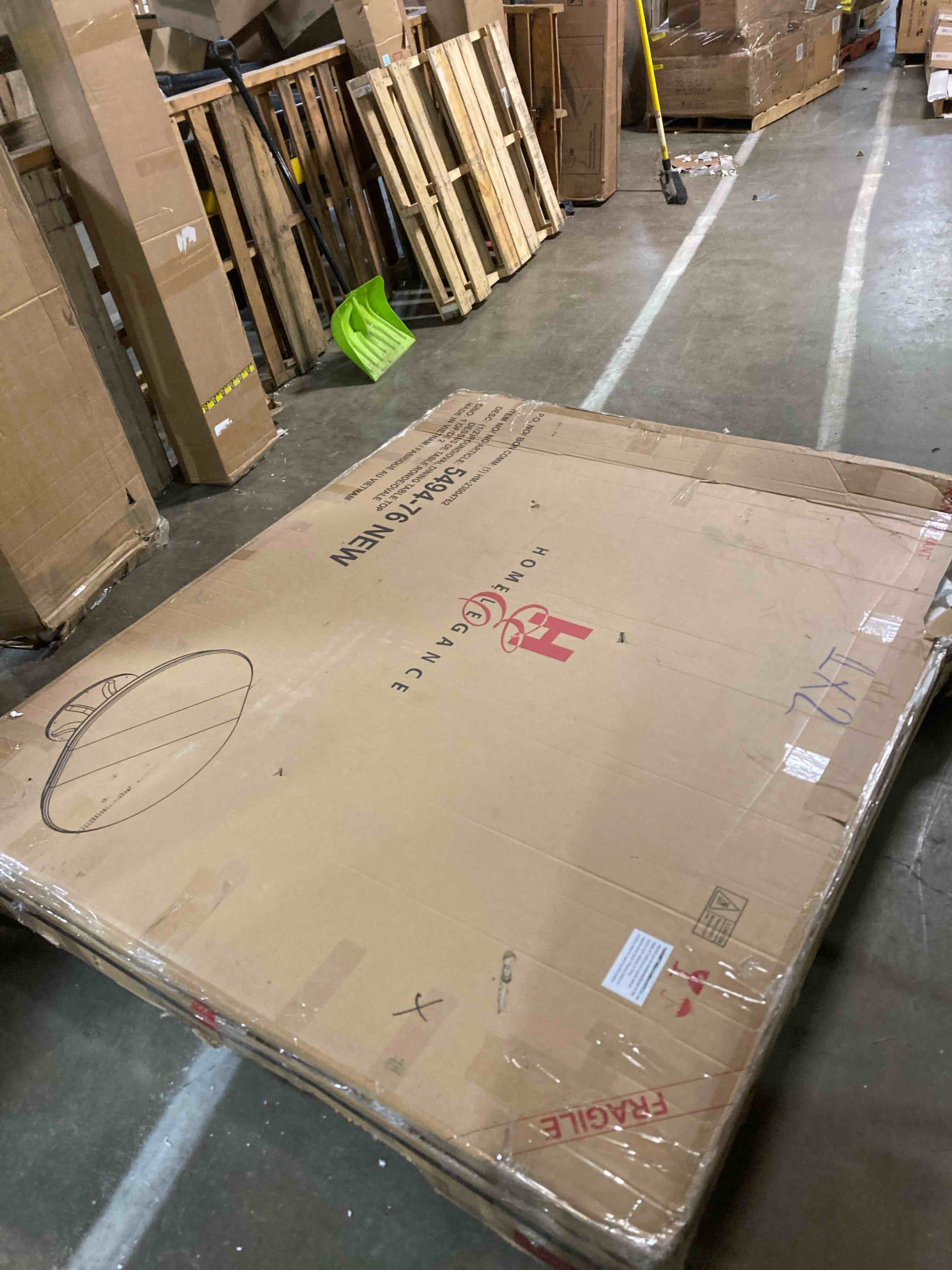 Condition photo showing As Is for Round Oval Dinning Table Top 5494-76 (Top only)