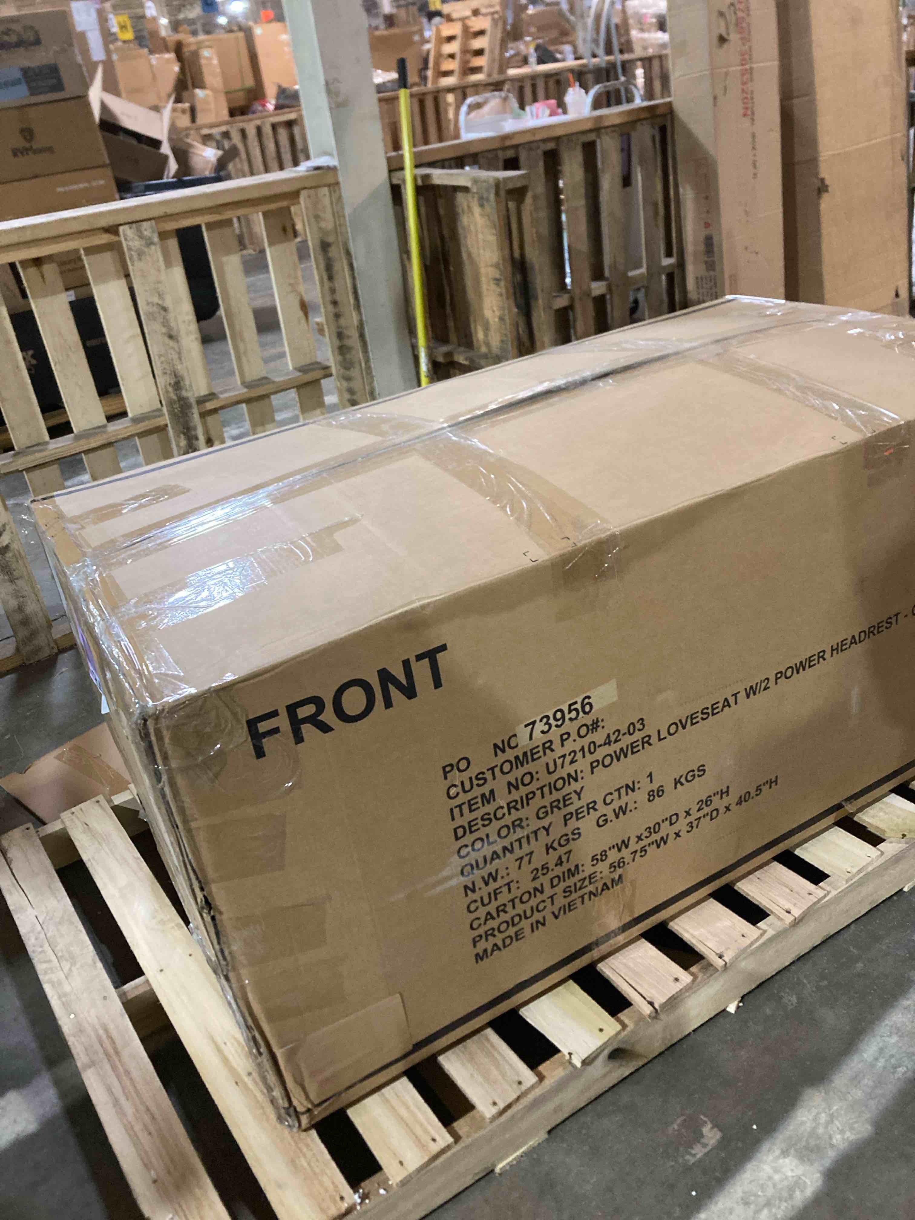 Condition photo showing New/Like New for Dulan 56.69" Upholstered Power Reclining Loveseat Grey