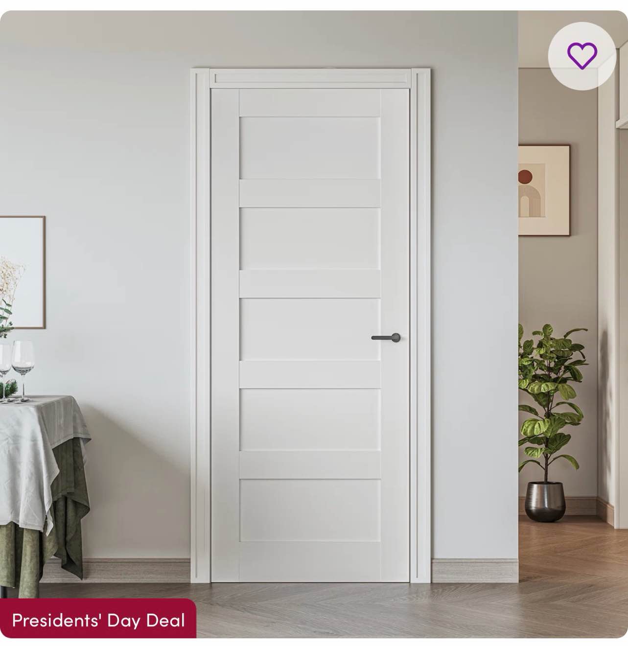 Primed 5-Paneled Solid Manufactured Wood Slab Door Without Hardware Kit