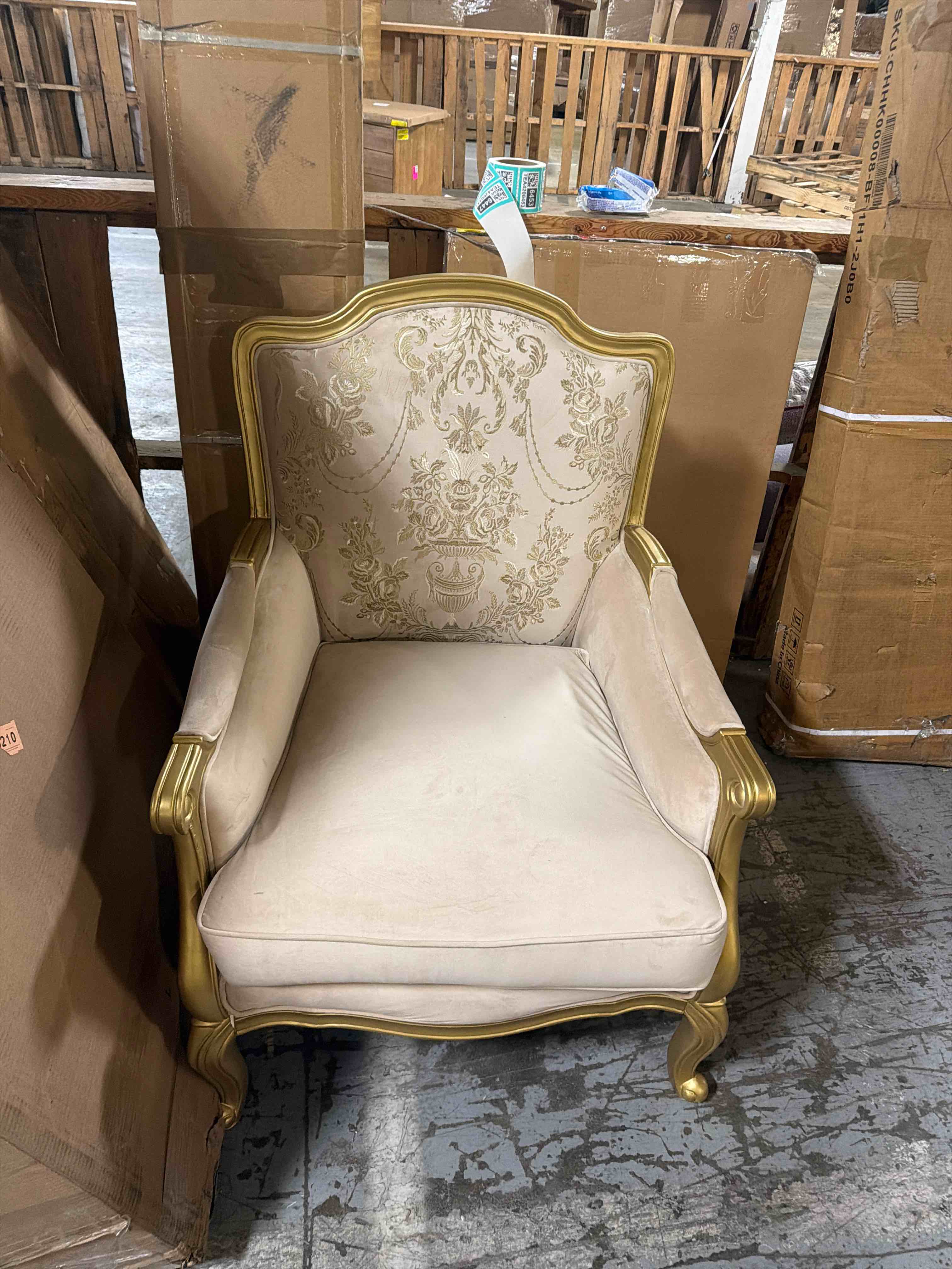 Condition photo showing As Is for Lira Upholstered Armchair