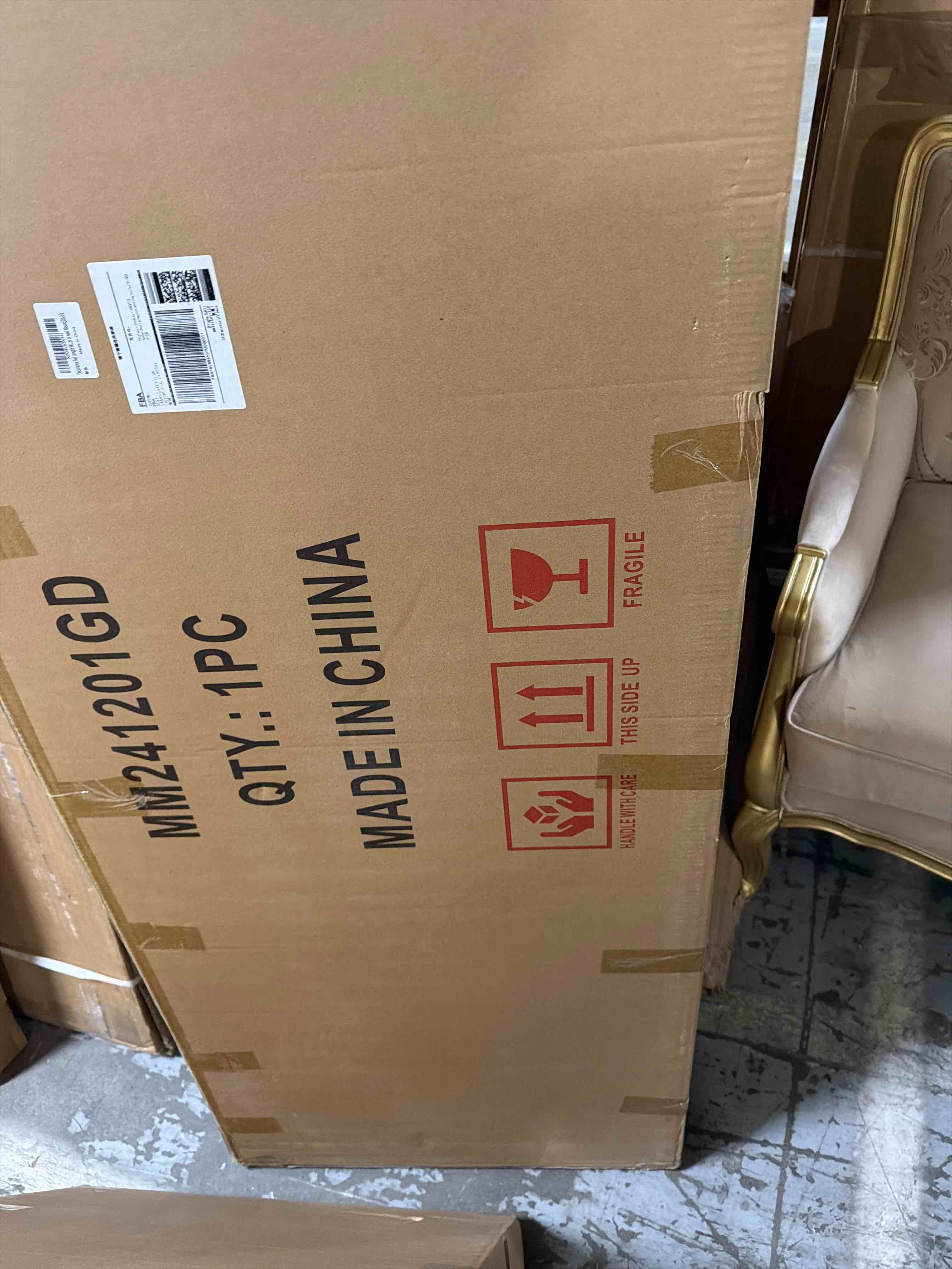 Condition photo showing New/Like New for Antok Arched Full Length Mirror, 76"x34" Arched Floor Mirror, Glassless Mirror Full Length with Stand, Floor Mirror Freestanding, Wall Mounted Mirror for Bedroom Living Room, Gold Gold 76"L x 34"W