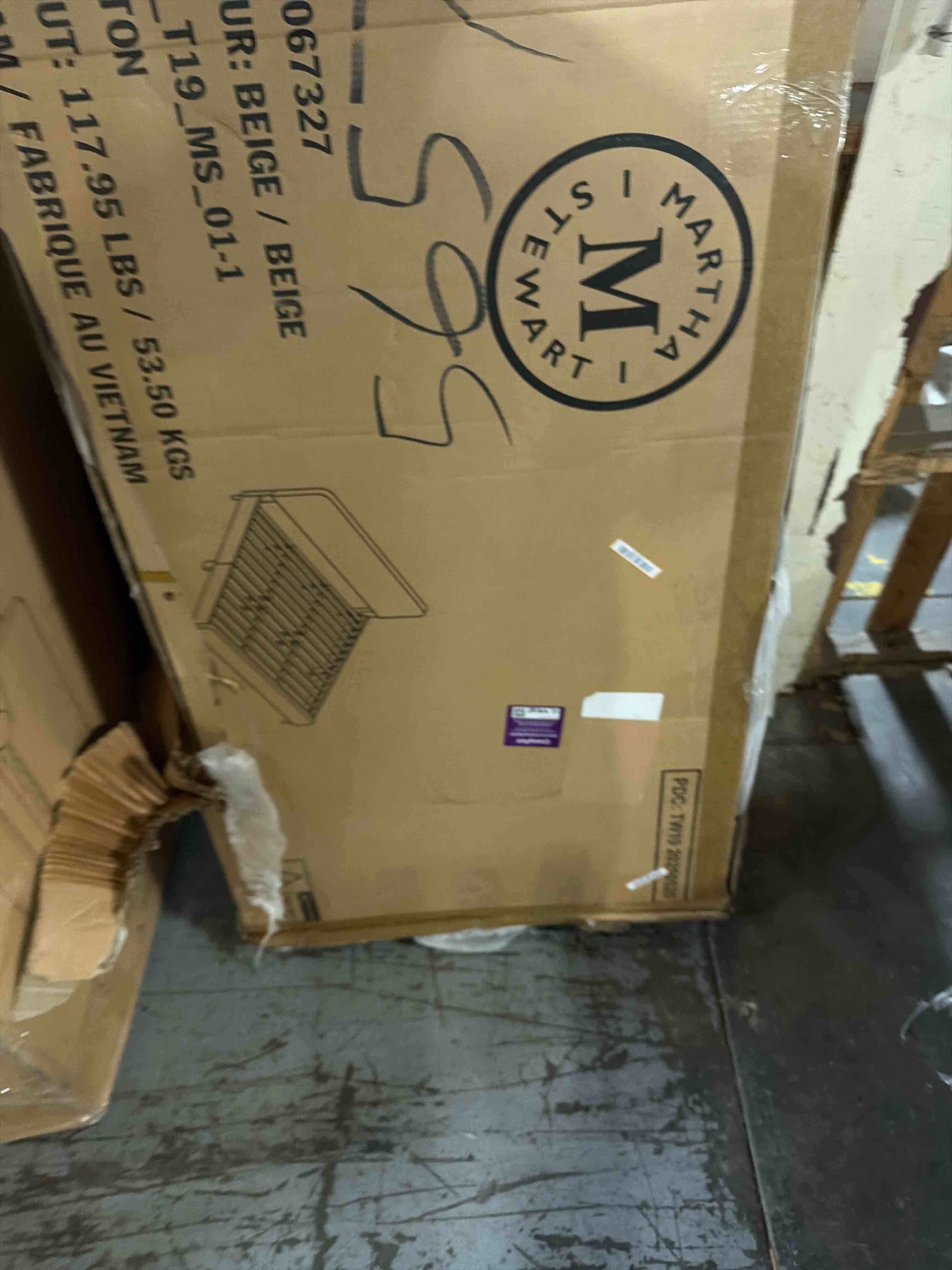 Condition photo showing Good Condition for Britta Beige Wood Frame King Platform Bed with Upholstered Solid Wood