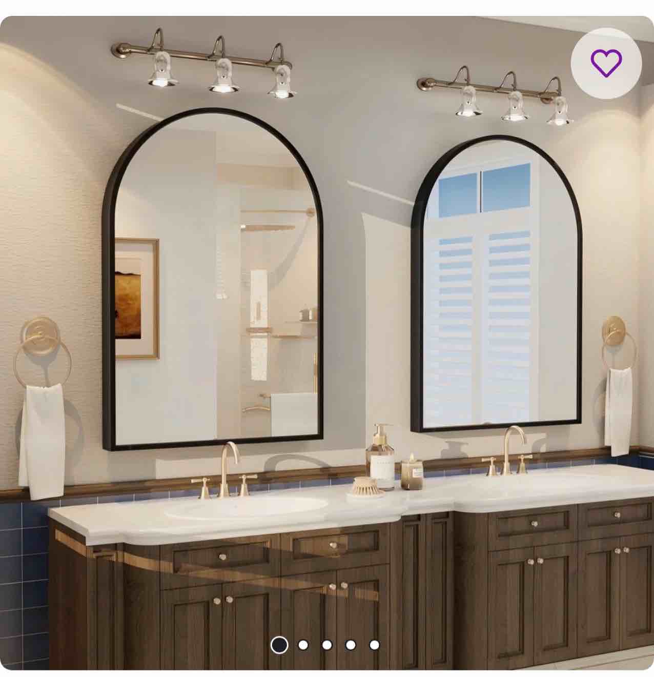 Amara Arch High-Strength Tempered Glass and Aluminum Alloy Framed French Cleat Mounted Wall Mirror (Set of 2)