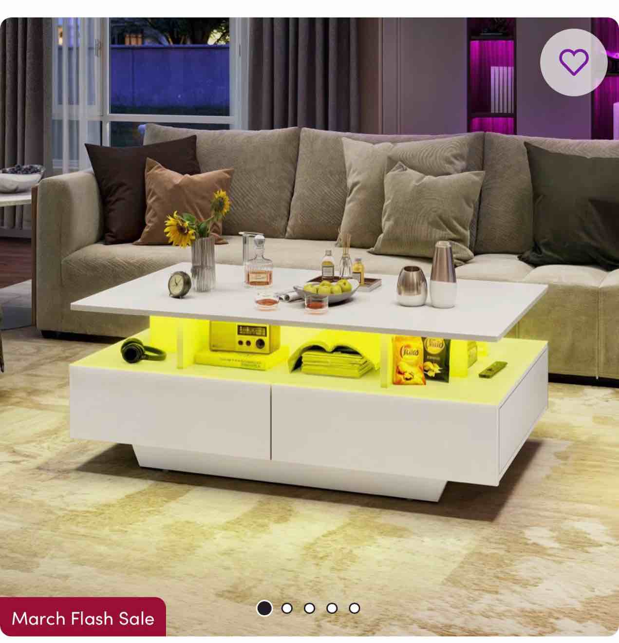 ellise led coffee table with 4 drawers