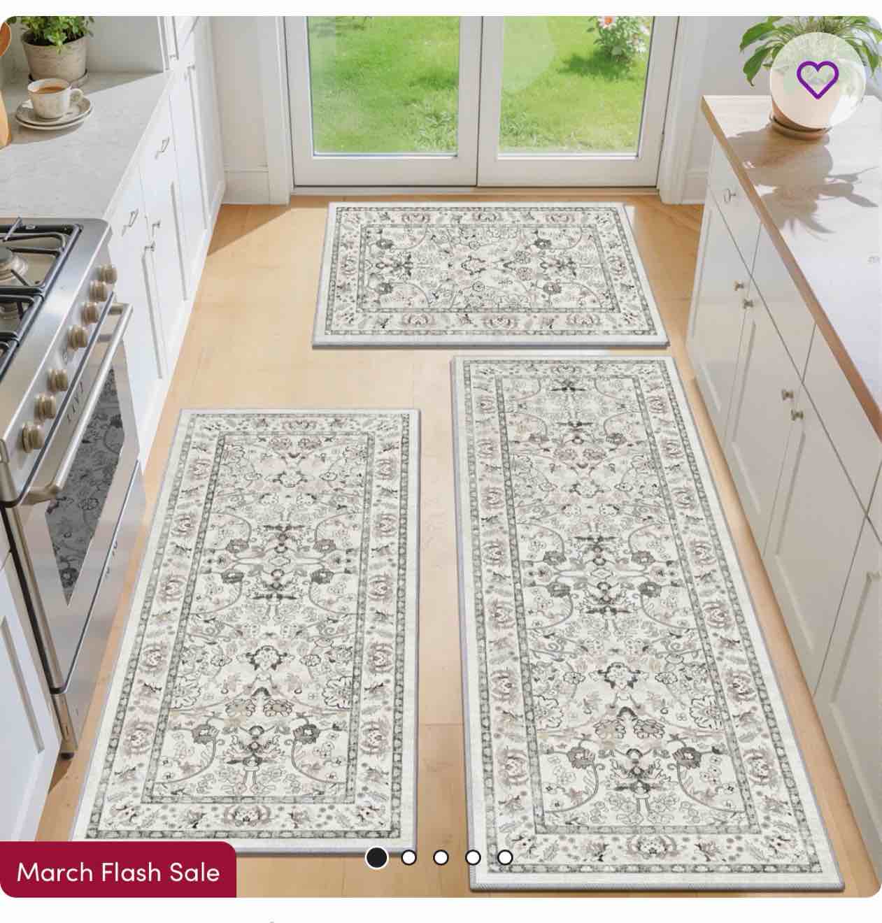 faux nylon fleece non slip washable kitchen mats (set of 3)