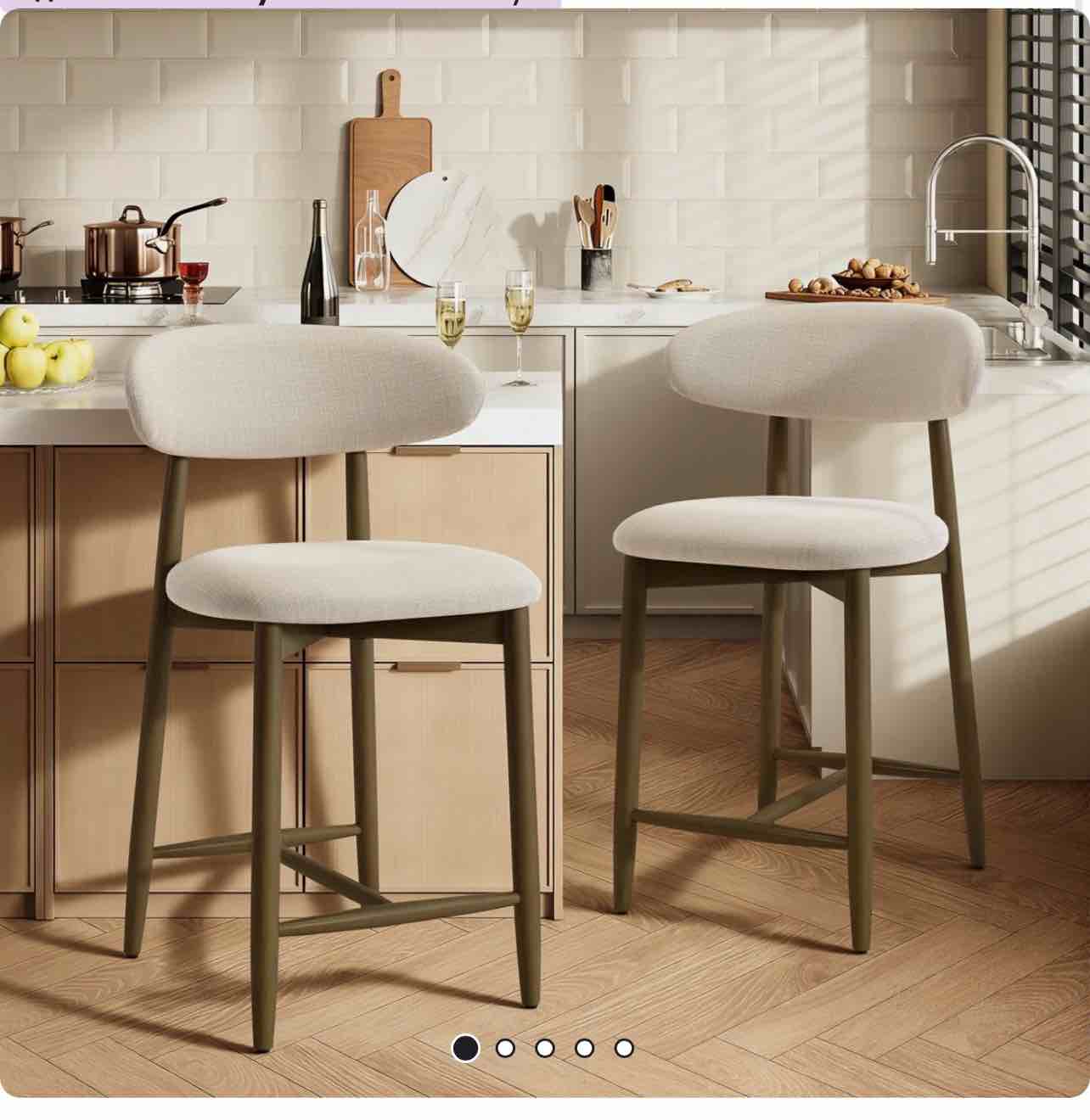 vannie upholstered counter stool solid wood bar stool (set of 2)