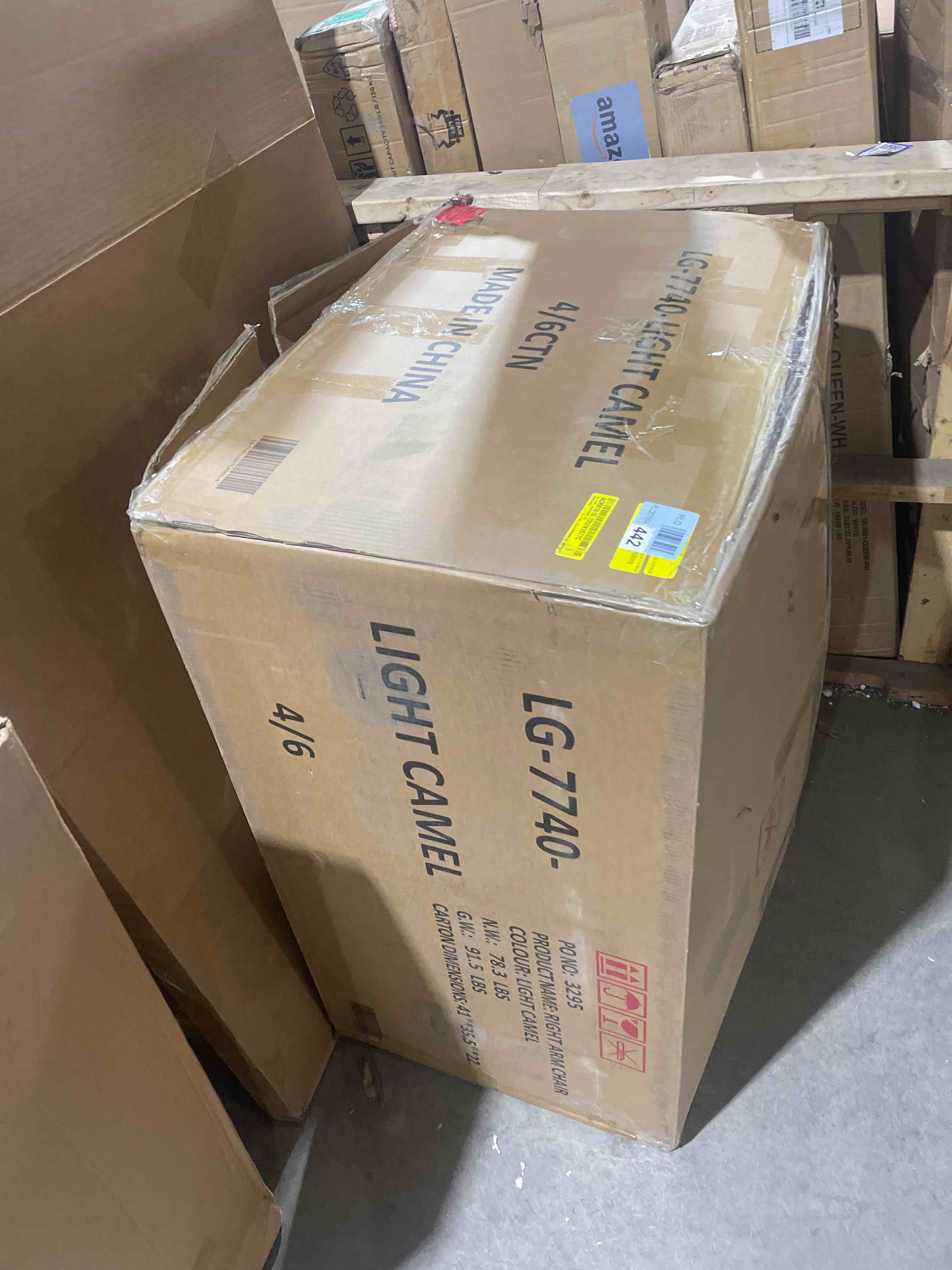 Condition photo showing As Is for Light caramel sectional (box 4 of 6) 