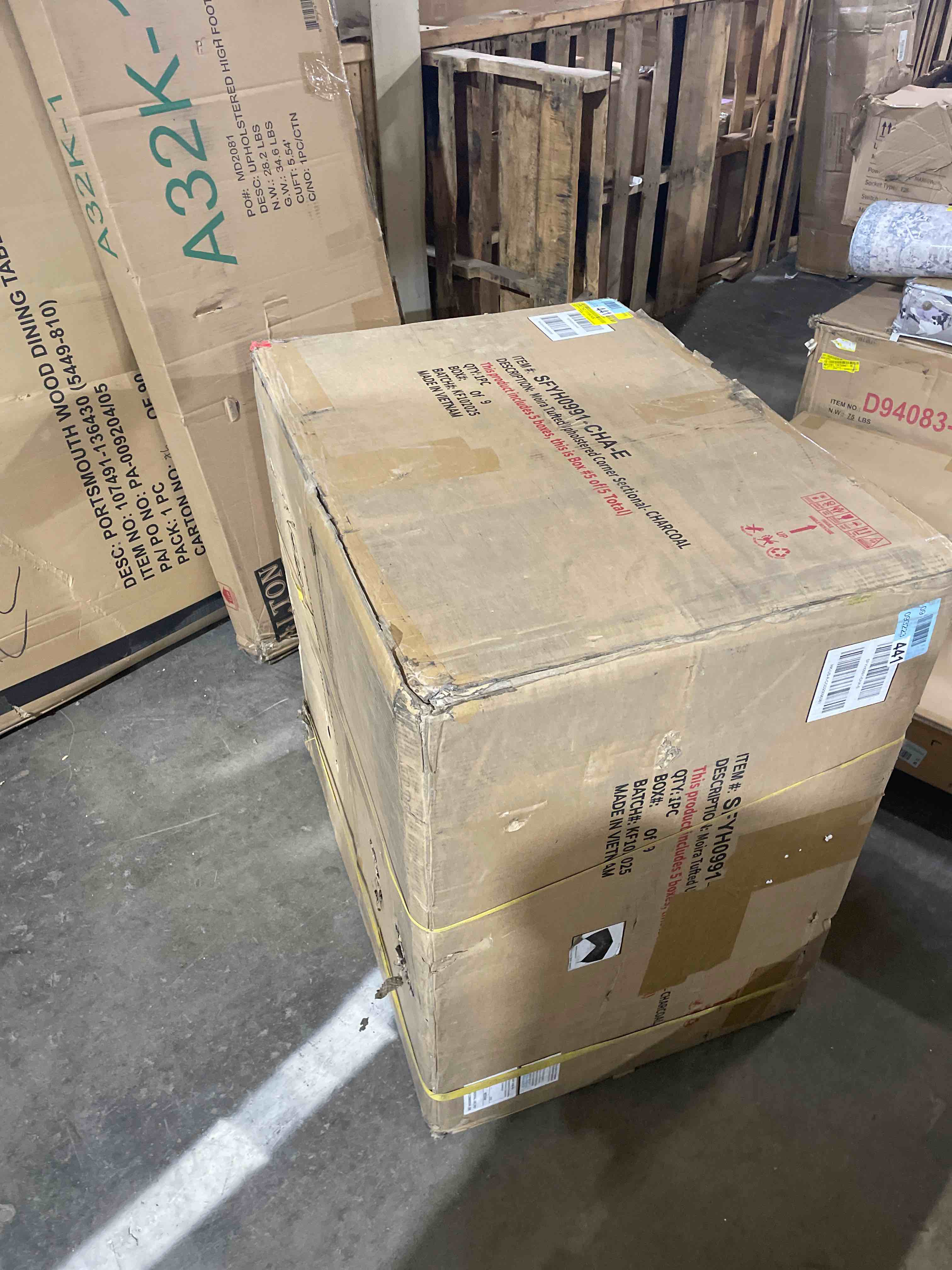 Condition photo showing As Is for Moira Upholstered Sectional ( incomplete)