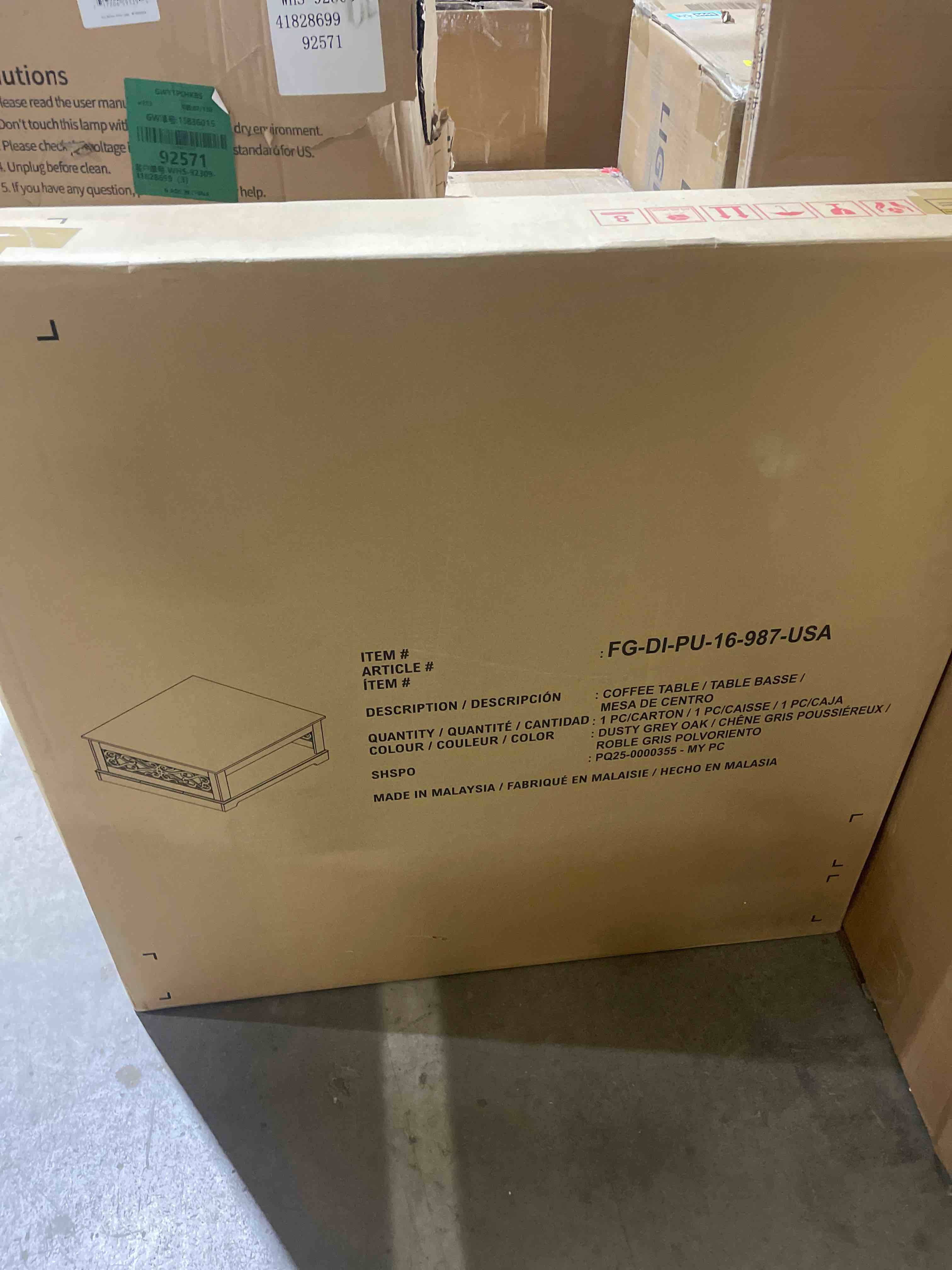 Condition photo showing New/Like New for Galano Wood Coffee Table with Storage Shelf