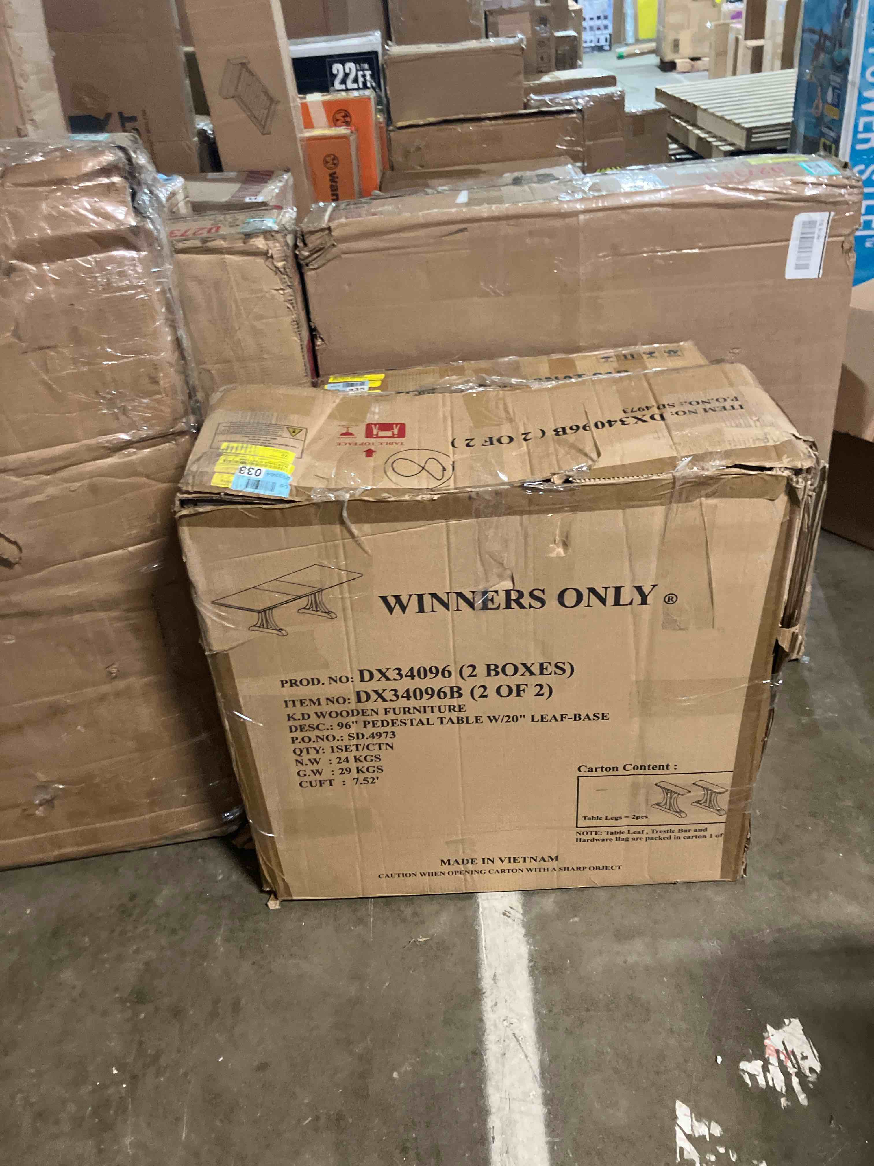 Condition photo showing As Is for Best Quality Furniture D174-DT Dining Table, Brown Oak (Table base only)