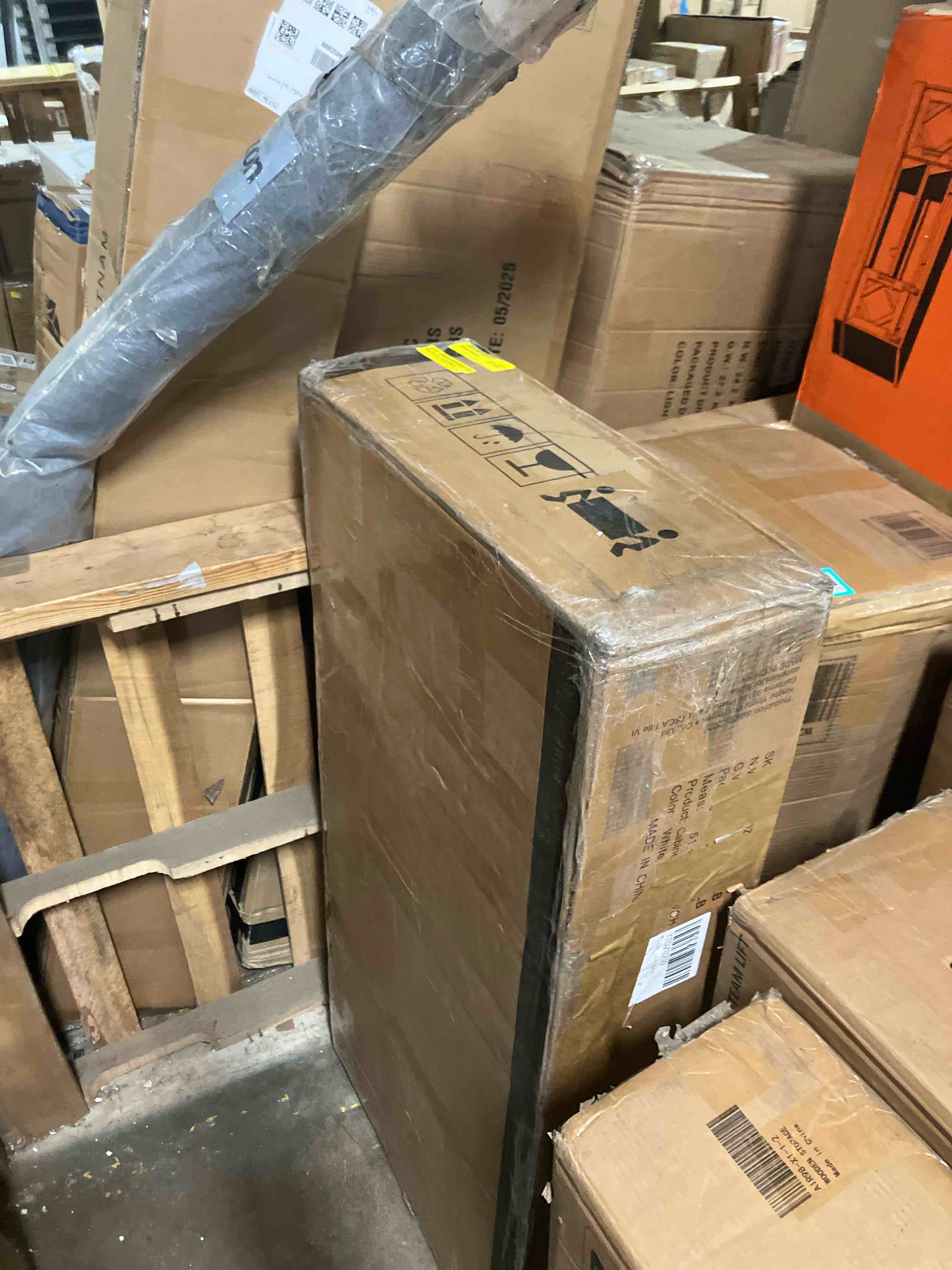 Condition photo showing As Is for Front Modern Retail Checkout, Reception Desk, Stations Counter Table (Incomplete box A missing box B)