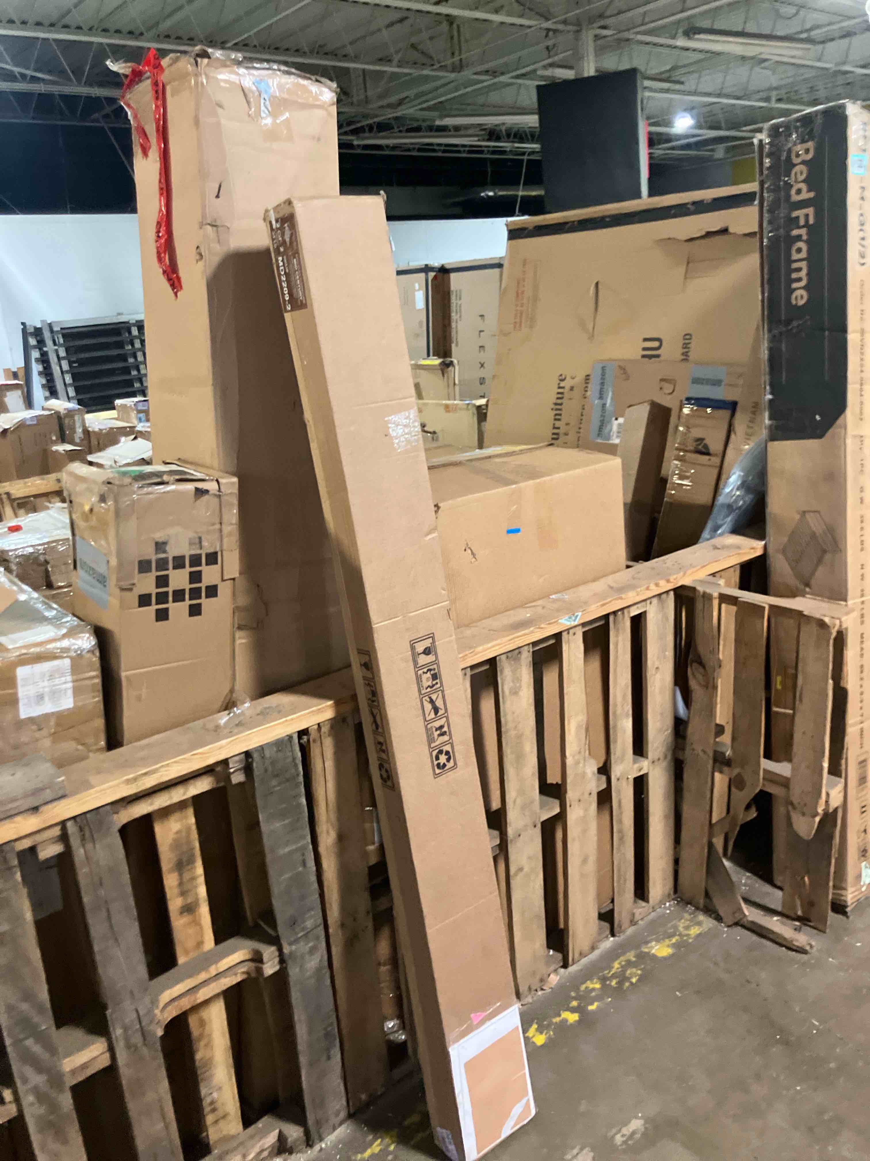 Condition photo showing As Is for Mid-Century Panel Bed - Brown - Full  (Rails only)