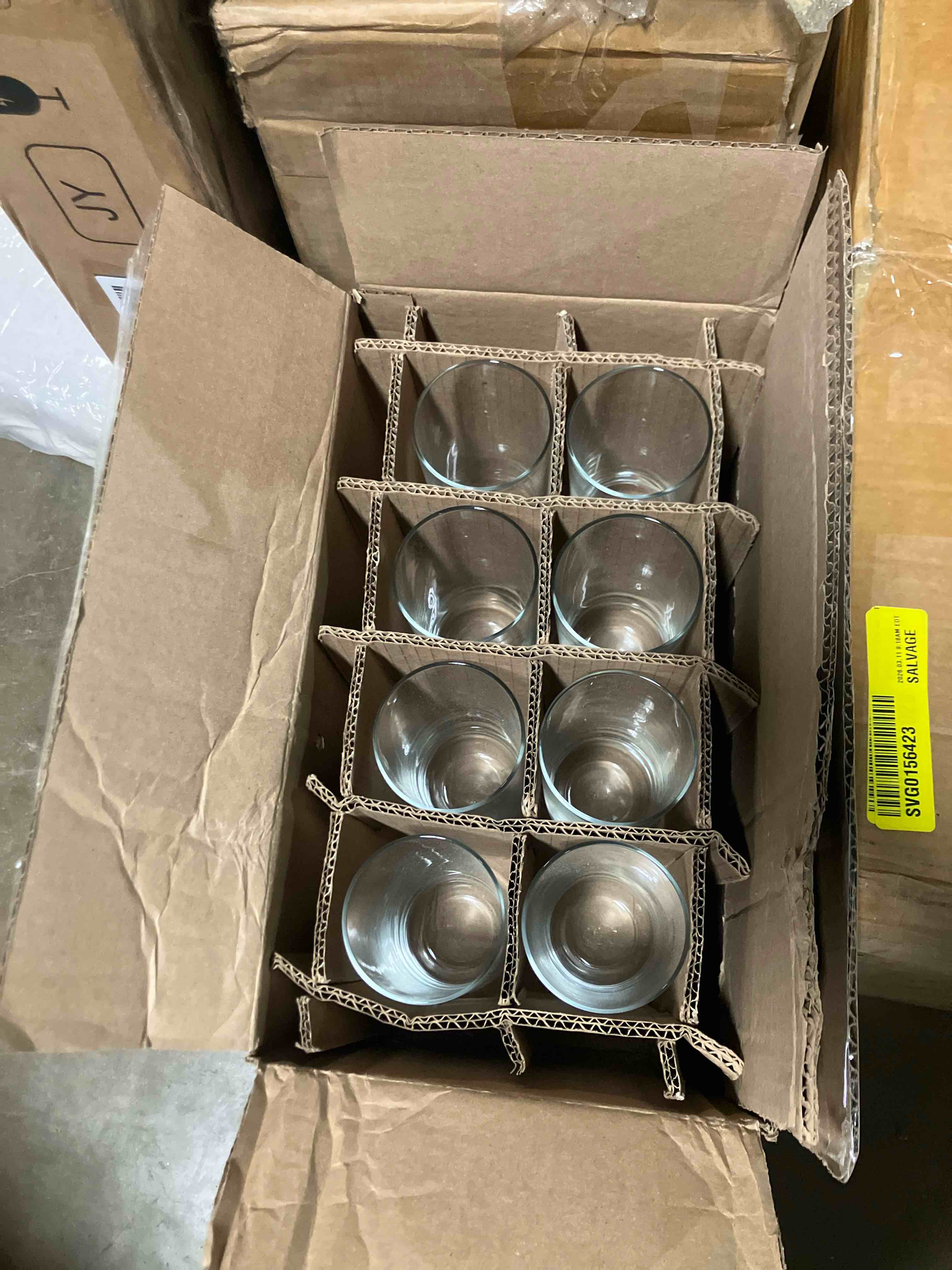 Condition photo showing New/Like New for Premium Set of 6 Crystal Glasses – Tall & Short Drinkware Collection in Clear, Smoke, Blue & Amber – Elegant Transparent Cups for Water, Beer, Cocktails & More (9.5–17.6 oz) (Tall Crystal Transparent)