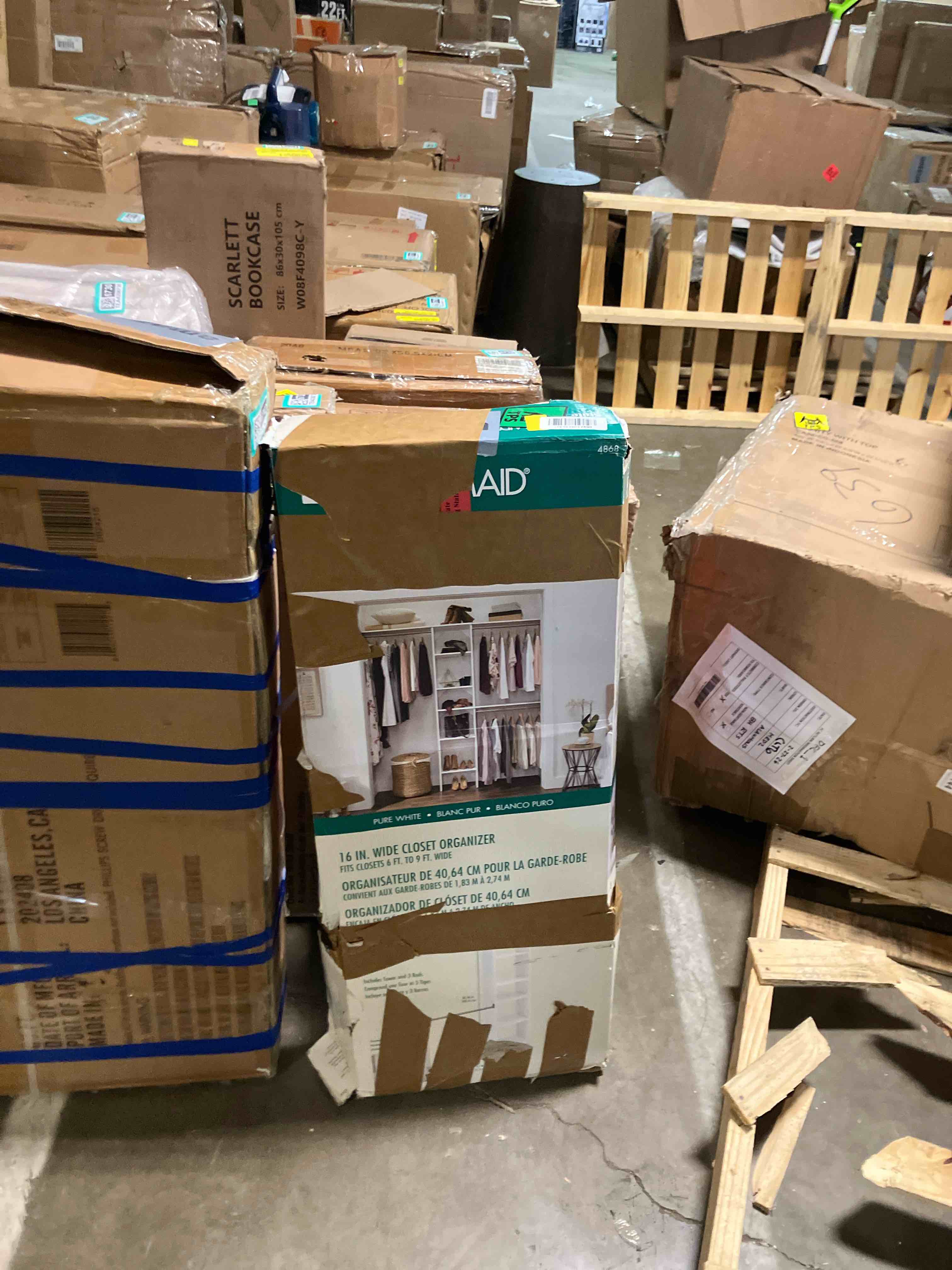 Condition photo showing As Is for Closetmaid Ss16-Tk Suitesymphony 6 To 9 Foot Wide Closet System - White (Missing pieces)