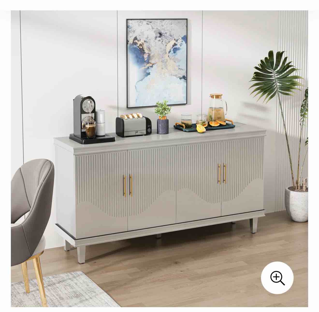 59.84''Large Size 4 Door Cabinet, Same As Living Room, Kitchen, Bedroom, Hallway Champagne Champagne Solid Wood Mdf