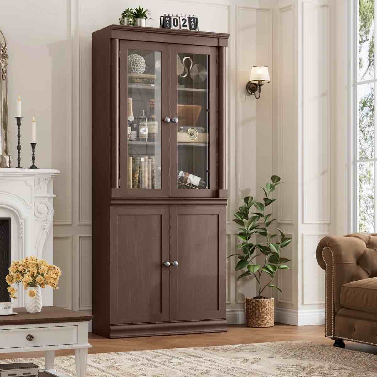 71.2" H Classical Revival Bookcase with Glass Door By Red Barrel Studio®