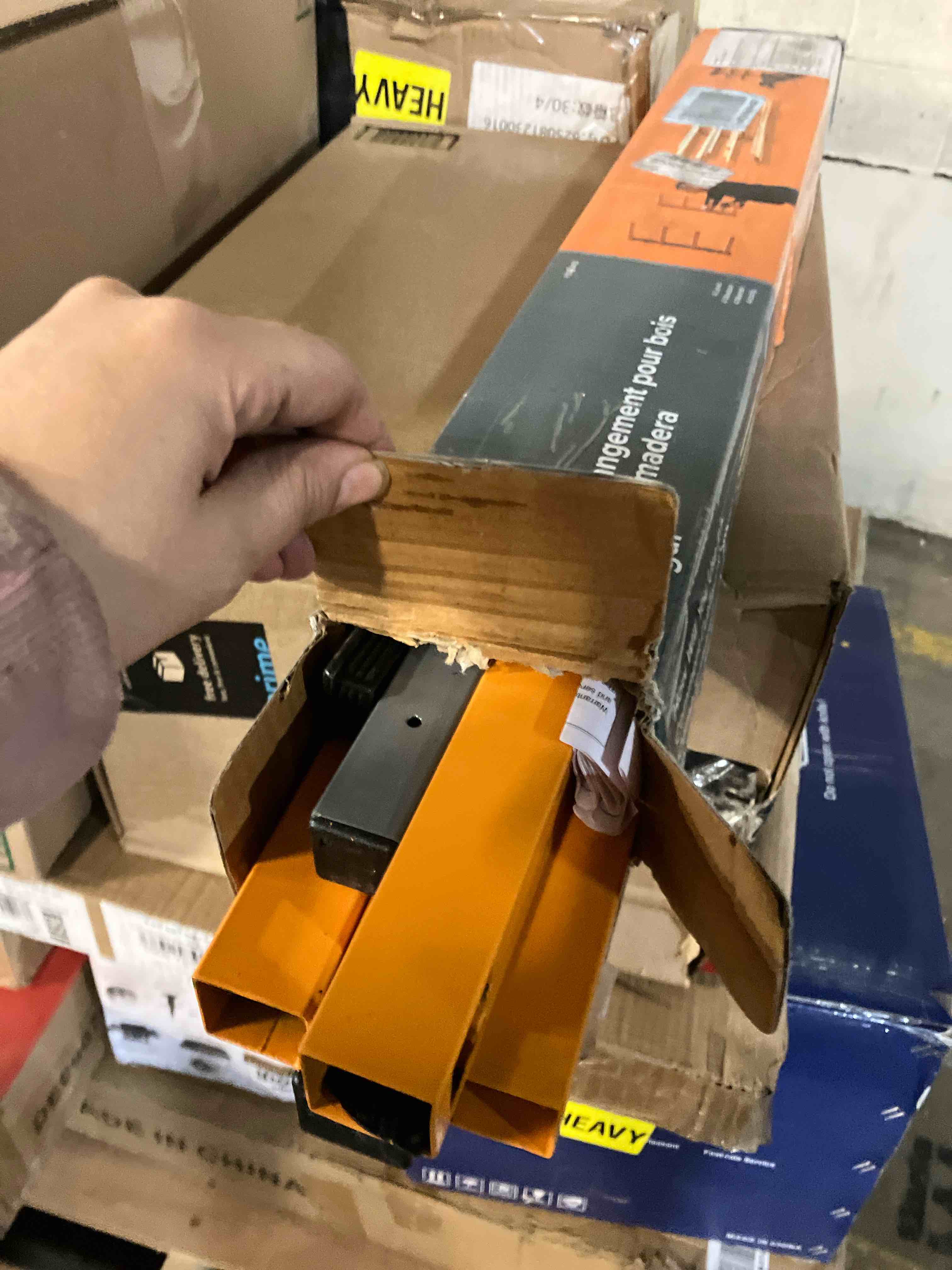 Condition photo showing Good Condition for Bora Portamate Bora Wood Storage Rack Orange and Gray 4-Level Organizer