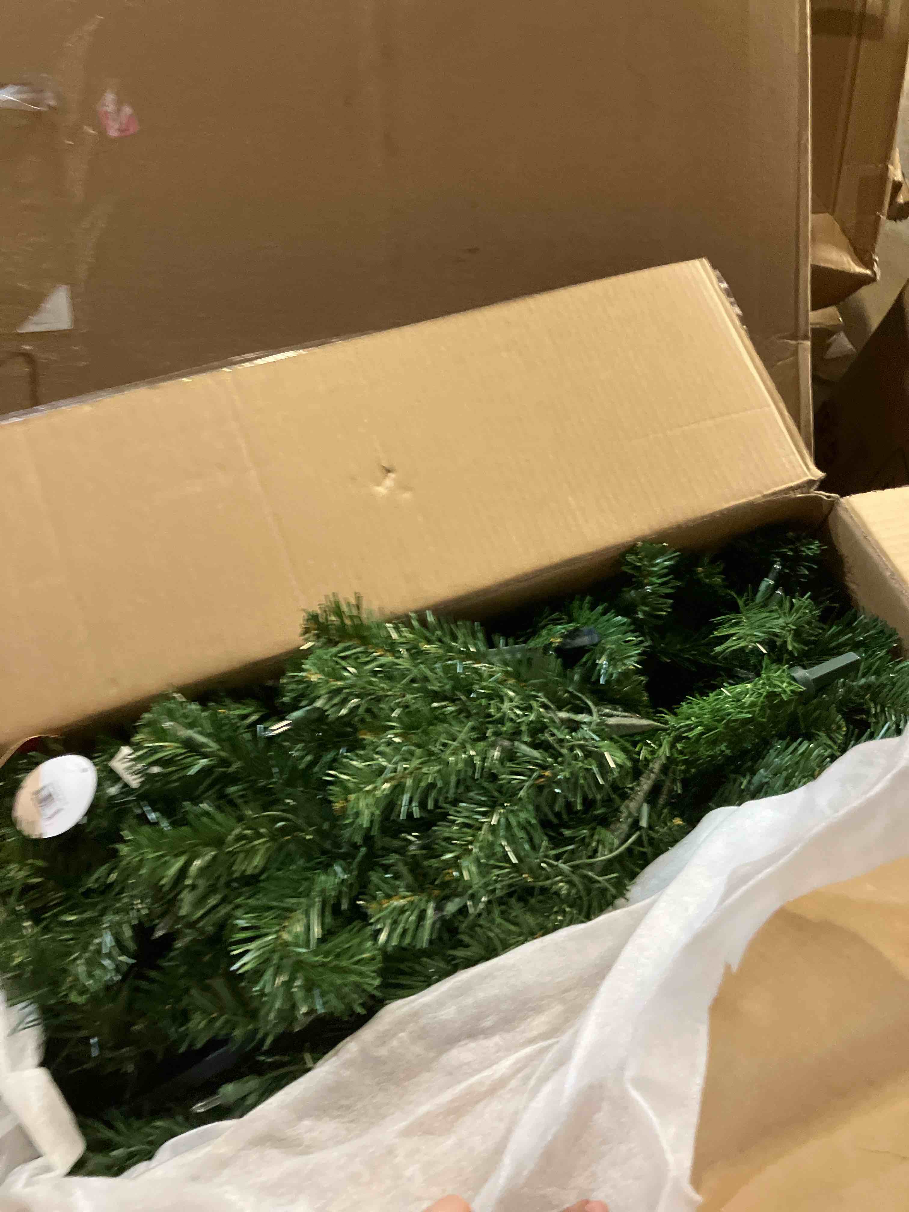 Condition photo showing New/Like New for National Tree Company 6 ft Pre-Lit Artificial Christmas Tree, Kincaid Spruce, 400 Clear Lights, 700 Tips, Includes Stand, green 6ft Tree