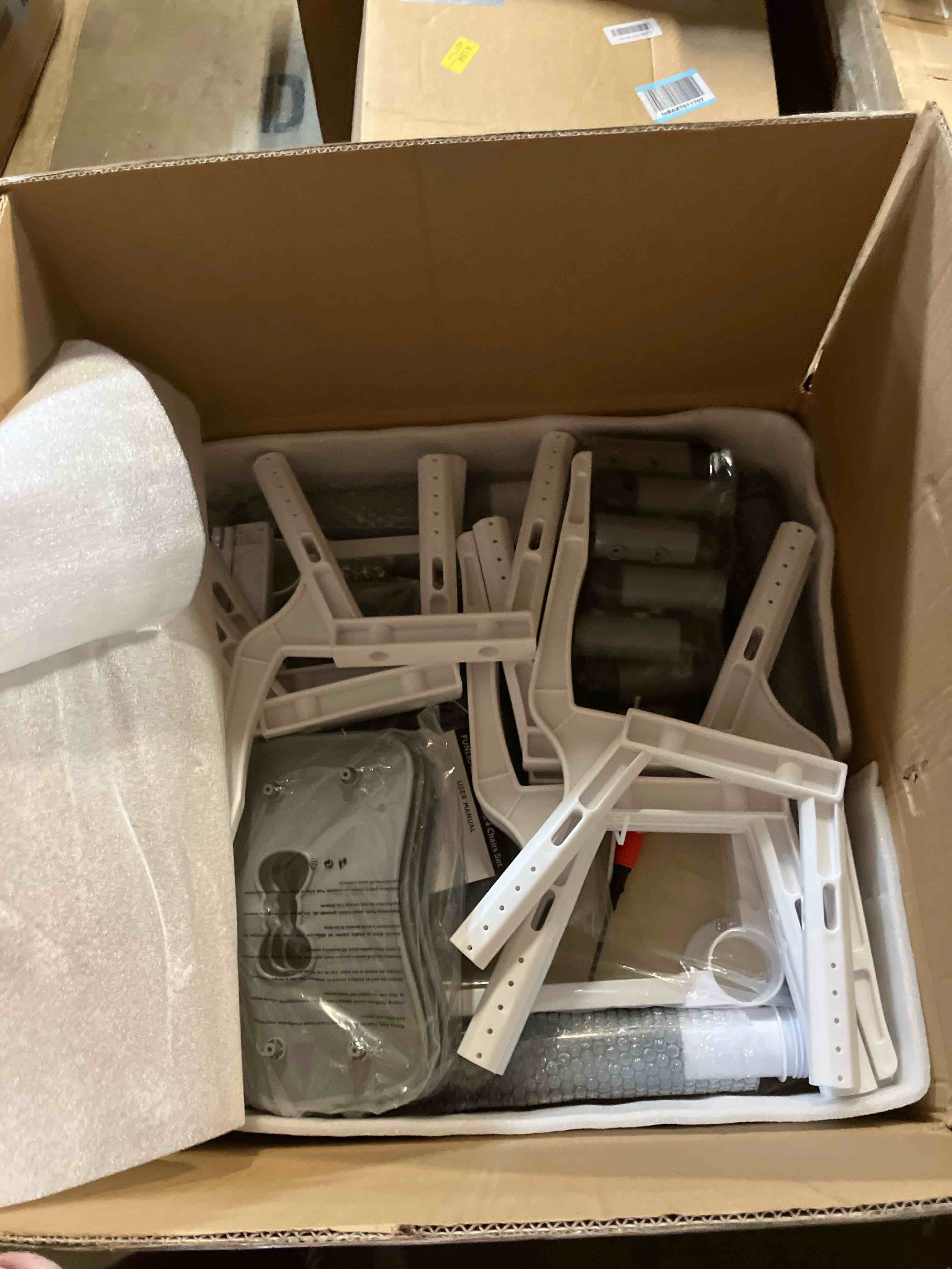 Condition photo showing Good Condition for FUNLIO Kids Table and 4 Chairs Set, Height Adjustable Toddler Table and Chair Set for Ages 3-8, Easy to Wipe Arts & Crafts Table, for Classrooms/Daycares/Homes, CPC & CE Approved (5-Piece Set) - Gray 23.5in*23.5in Grey